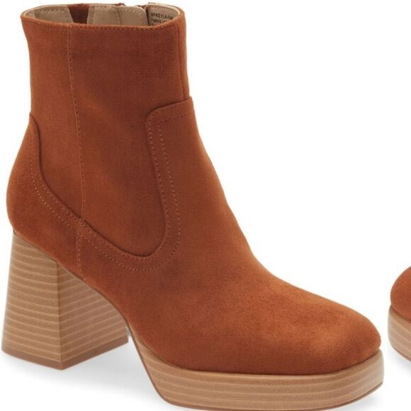 New BP Keyla Platform Bootie Camel Brown Tan Ankle Boots Size 7 - Picture 2 of 7